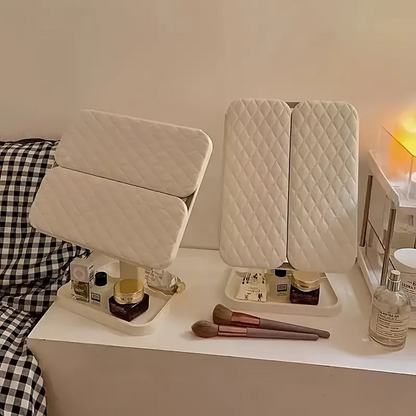 Miroir de Maquillage à Trois Volets avec Lumières LED