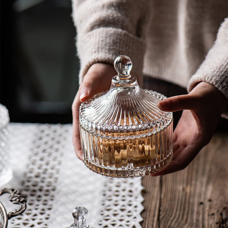Bocal de Rangement en Verre de Cristal Européen avec Couvercle