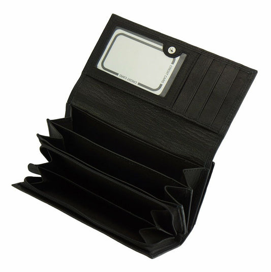 Porte-Feuille en Vrai Cuir Noir de luxe