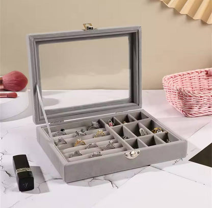 Boîte Bijoux Velours Doux avec Fenêtre Sécurisée