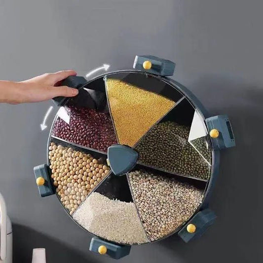 Distributeur mural rotatif 6 compartiments pour aliments secs.