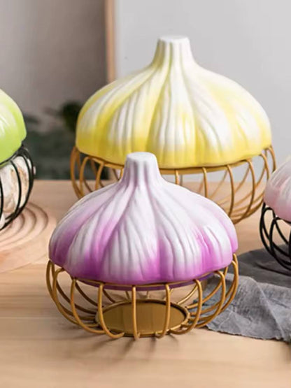Panier à Ail en Fer avec Couvercle en Céramique