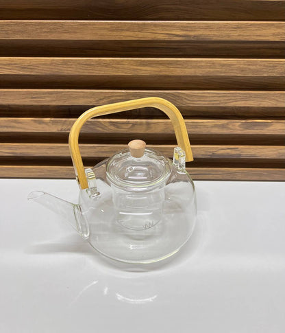 Théière en Verre pour Cuisinière avec Poignée Bambou