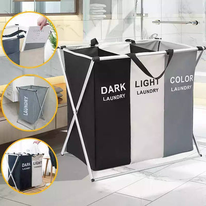 Panier de rangement pour vêtements sales organisateur pliable étanche à trois grilles