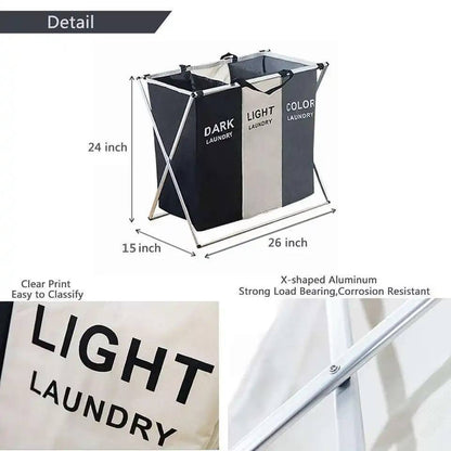Panier de rangement pour vêtements sales organisateur pliable étanche à trois grilles