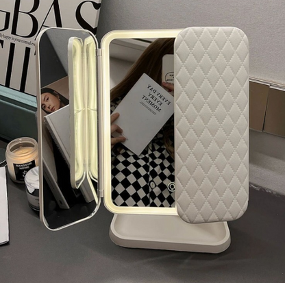 Miroir de Maquillage à Trois Volets avec Lumières LED