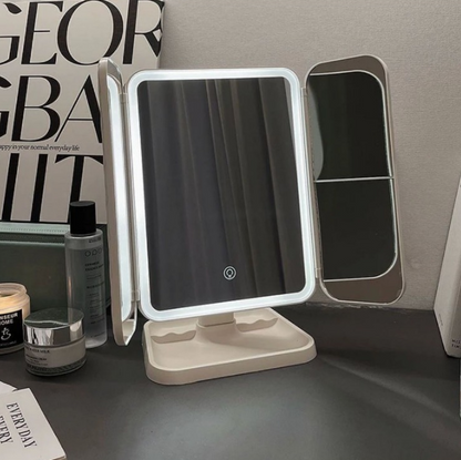 Miroir de Maquillage à Trois Volets avec Lumières LED