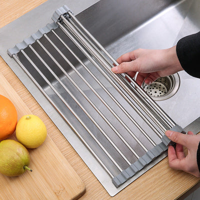 Égouttoir de Vaisselle Pliable en Acier Inoxydable